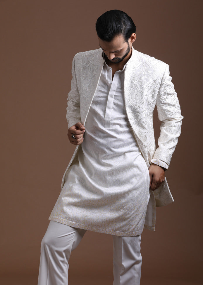 Embroidered Open Indo Western set