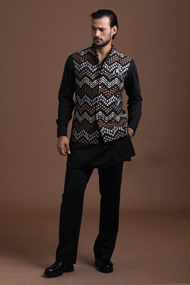 Embroidered Noir JJ With Kurta Set
