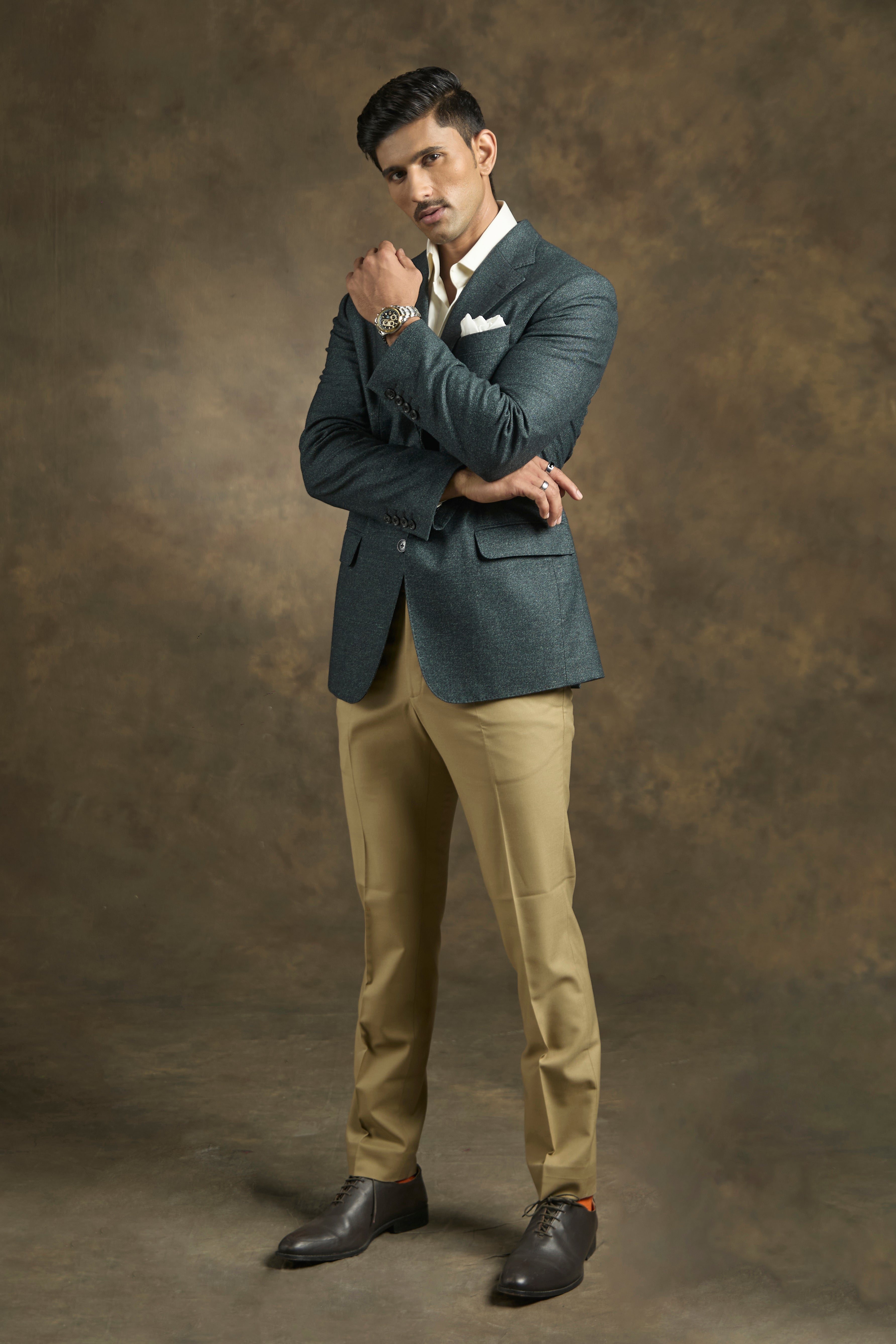 Bottle Green Textured Blazer