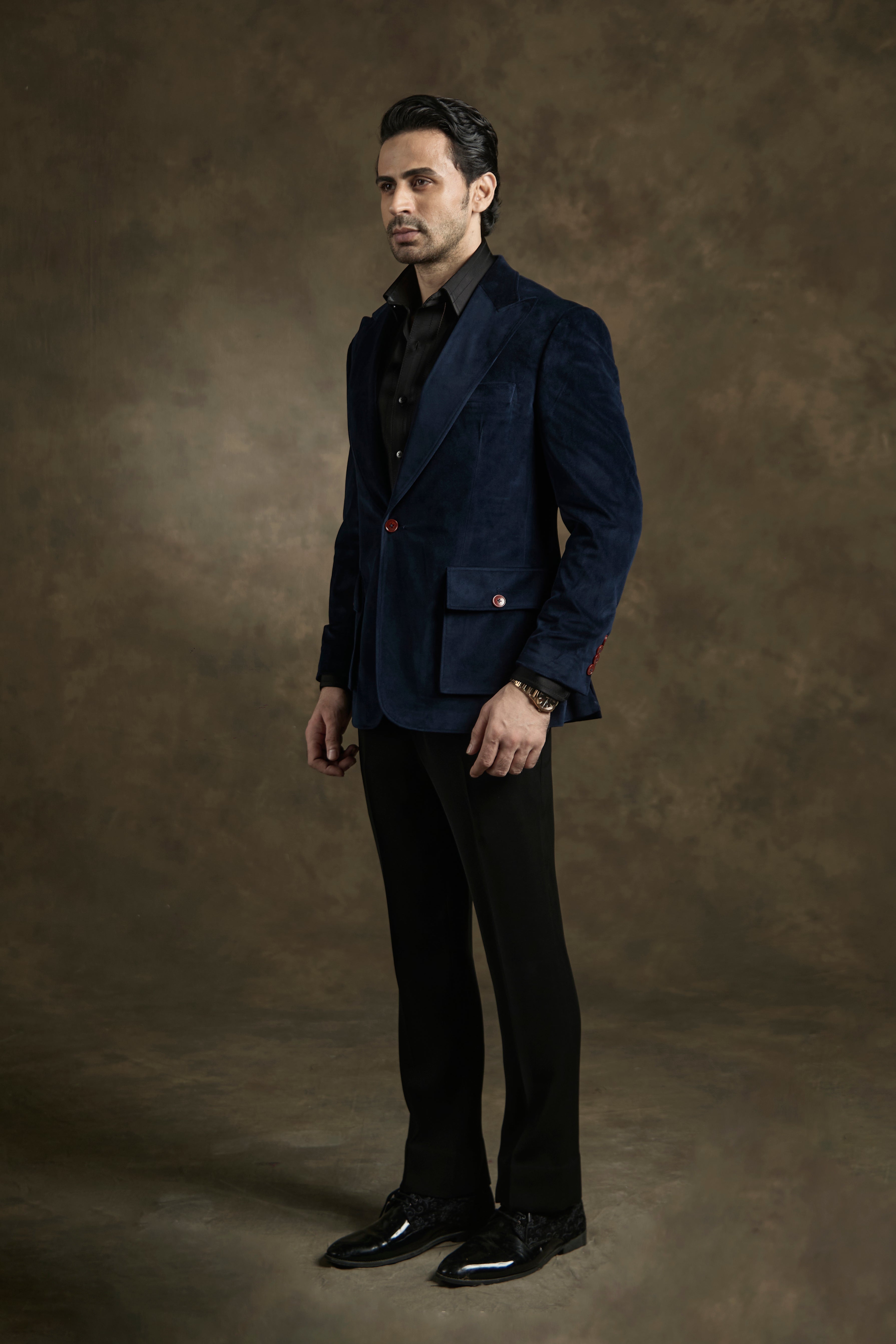 Midnight Navy Velvet Blazer
