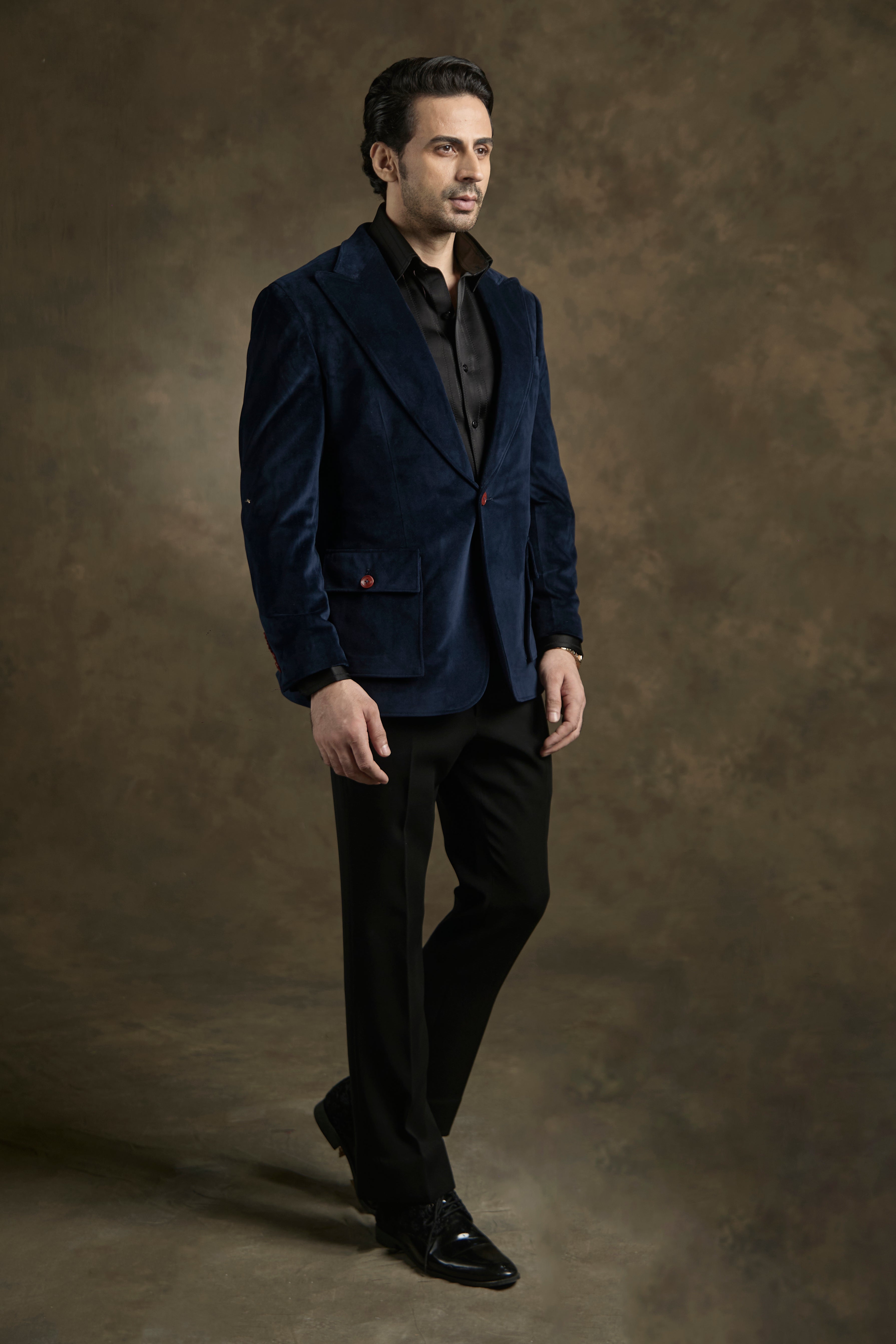 Midnight Navy Velvet Blazer