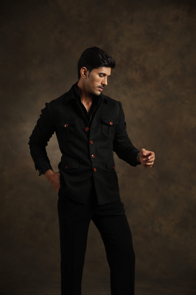 Deep Onyx Black Utility-Inspired Structured Shacket