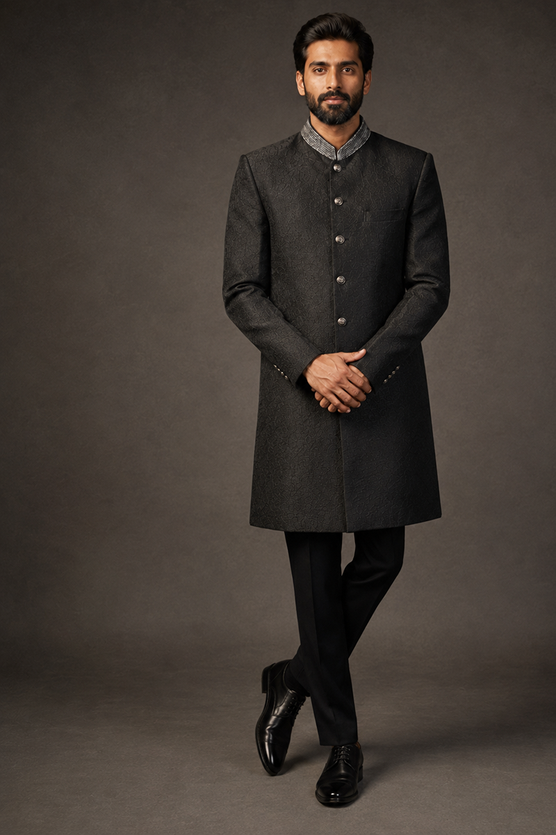 Midnight Jacquard Indo-Western