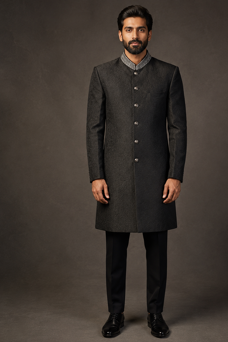 Midnight Jacquard Indo-Western