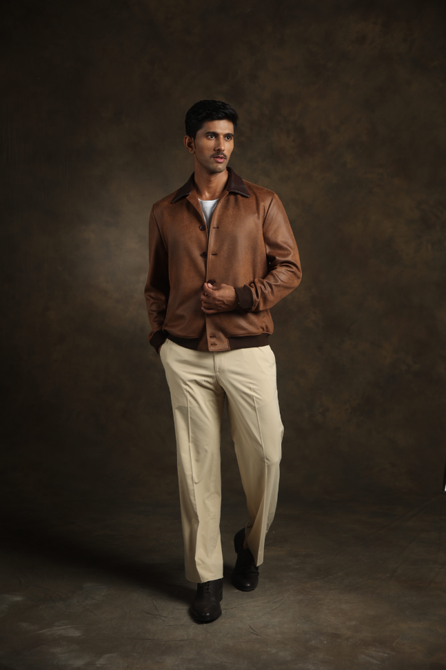 Brown Faux Leather Jacket