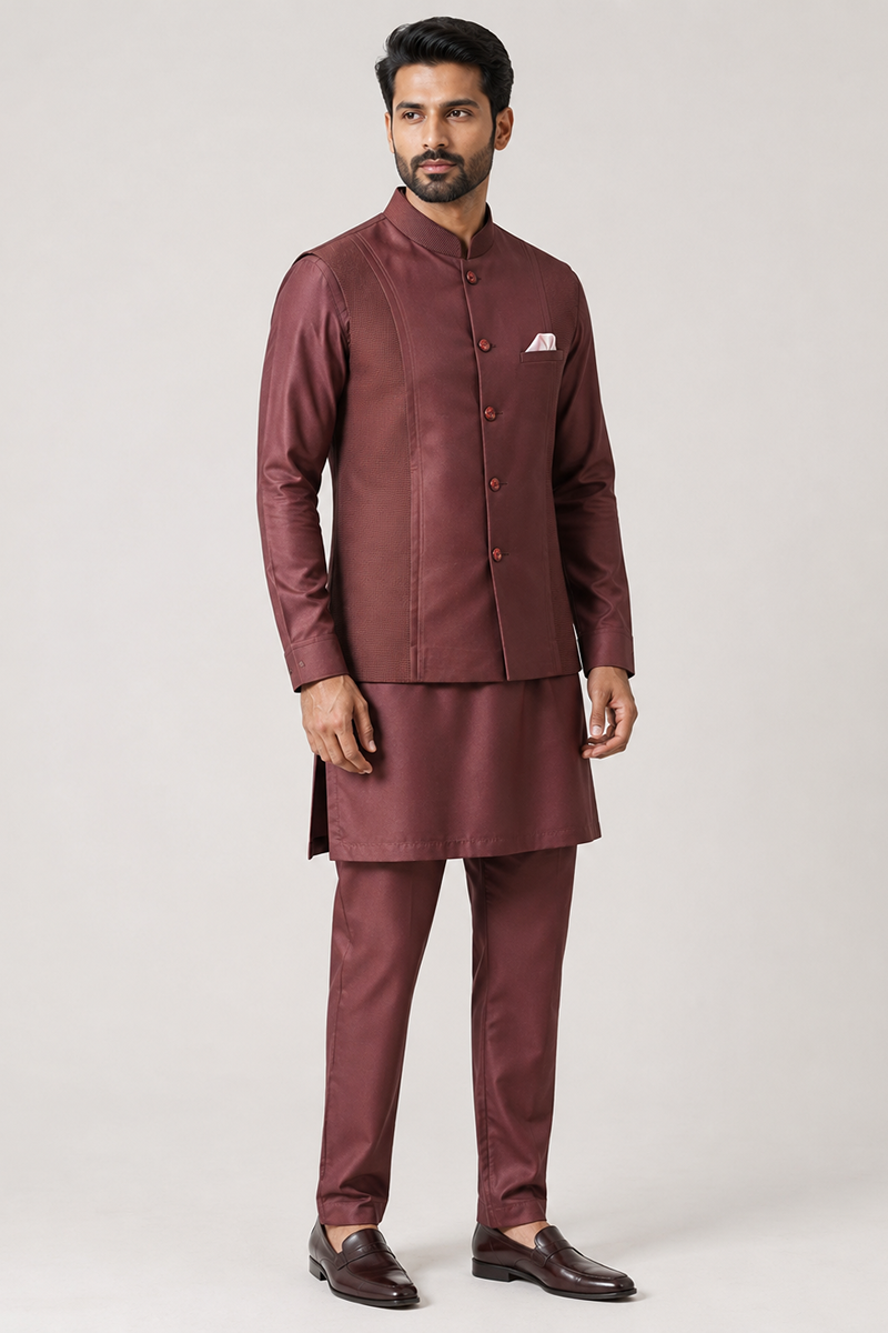 Maroon Heritage Nehru Set