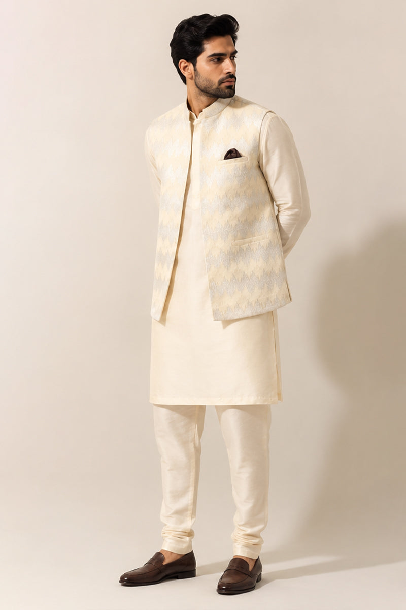 Ivory Chevron Nehru Set
