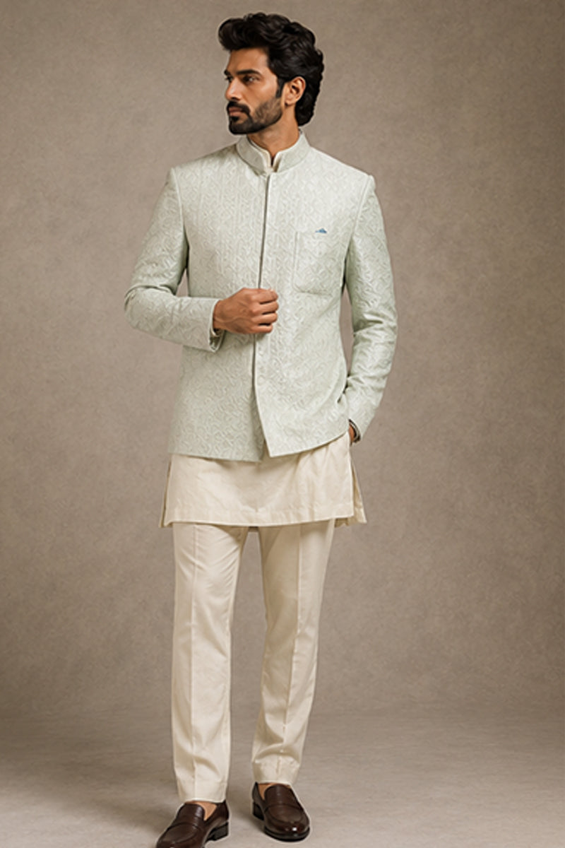 Mint Jacquard Indo-Western