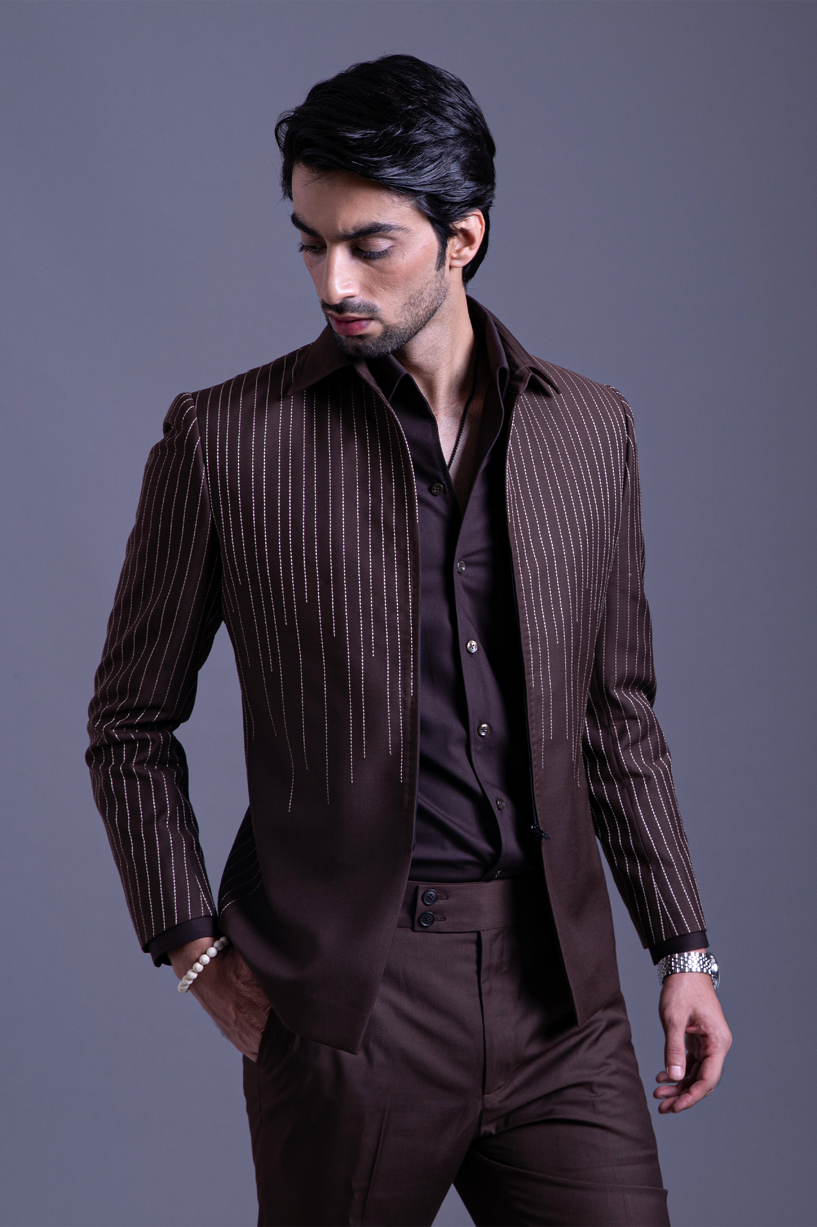 The Espresso Crest – Custom Brown Statement Suit