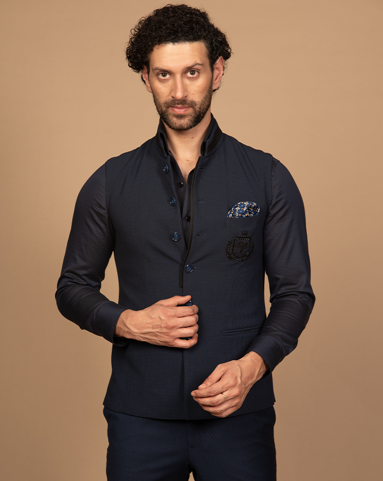 Black nehru jacket with shirt best sale