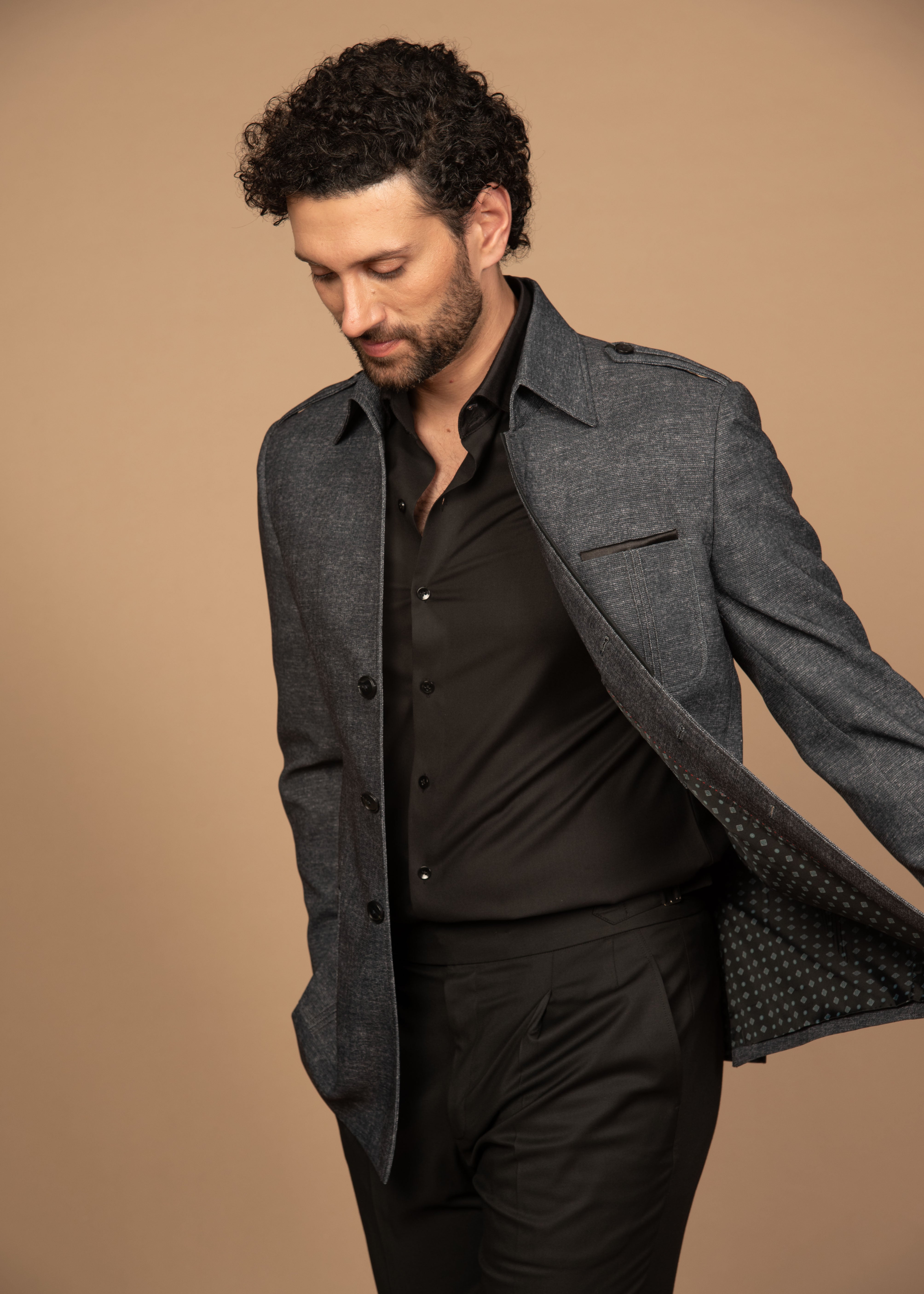 Grey Self Textured Shacket