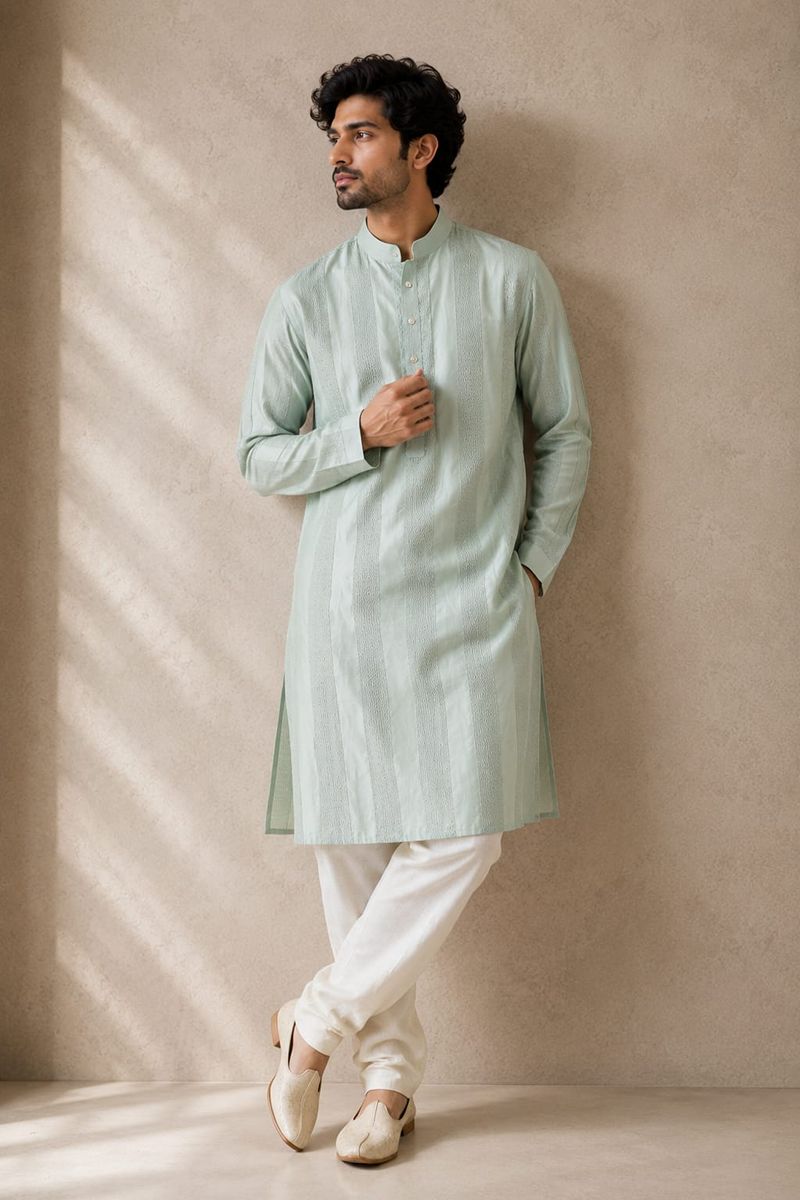 The Pintuck Sage Kurta