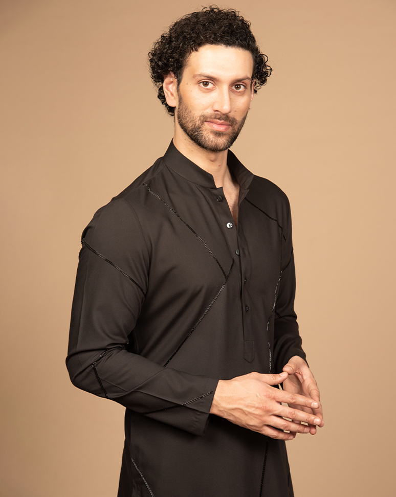 Black Embroidery Kurta Set