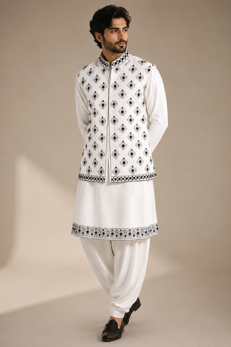 Mughal Jali Nehru Jacket Set