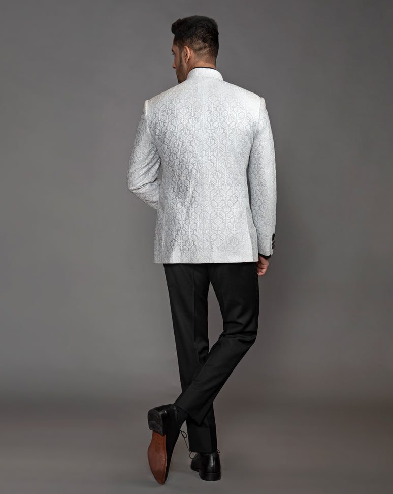 Silver Embroidered Bandhgala Jacket
