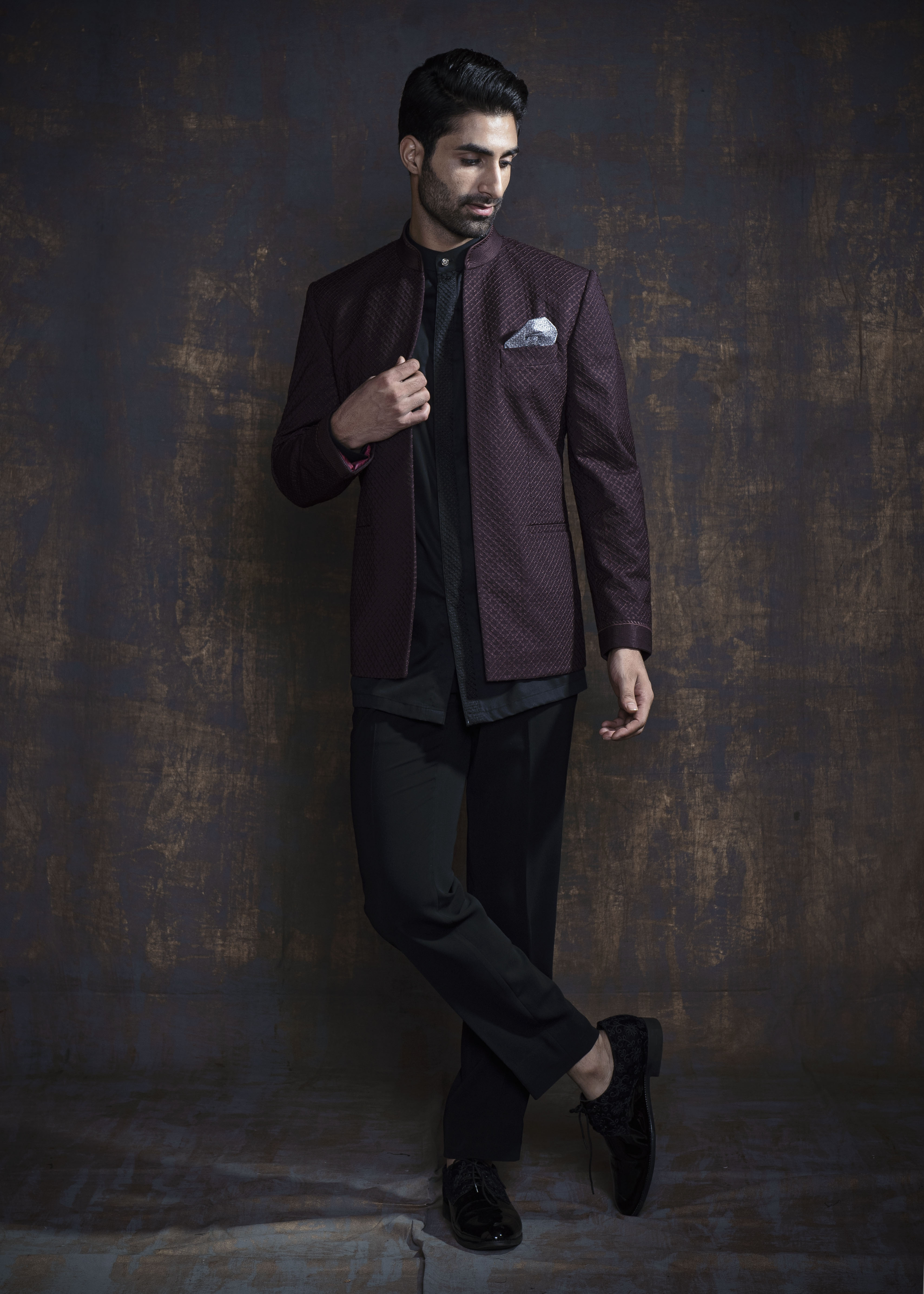 Wine Open Bandhgala Jacket