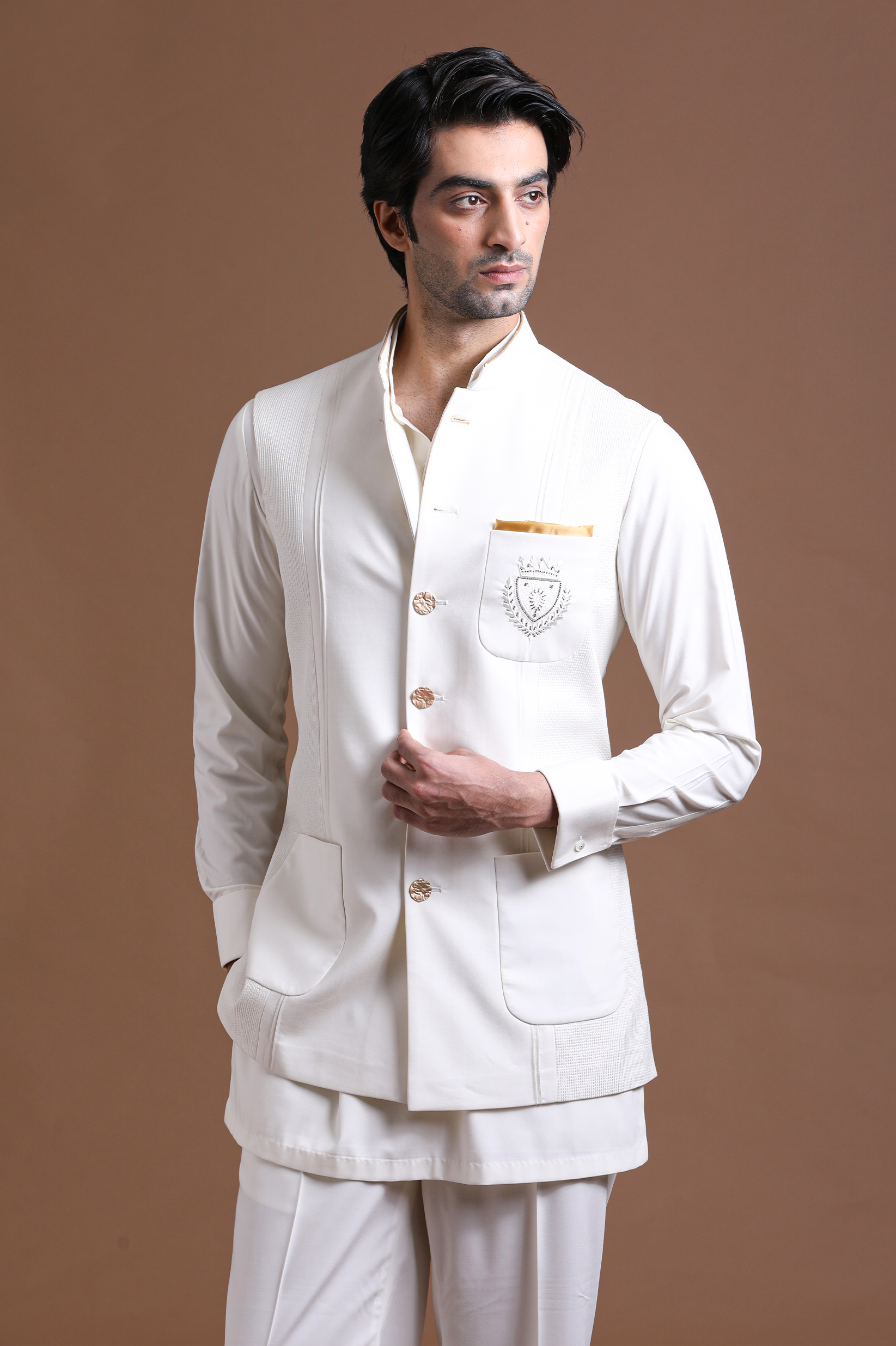 Ivory Regal Kurta Jacket Set