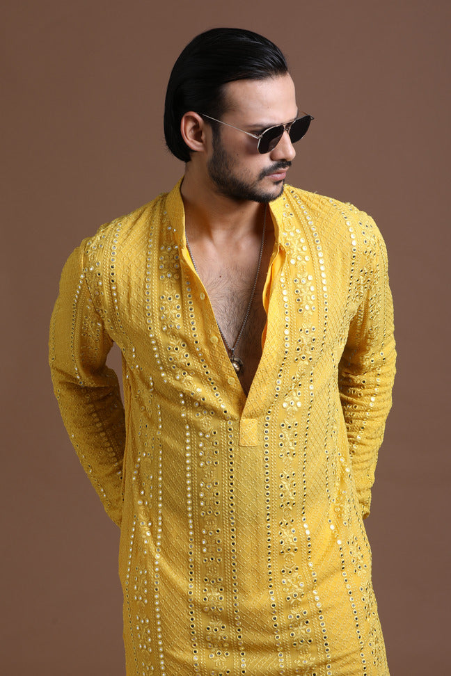 Mustard Kurta Set