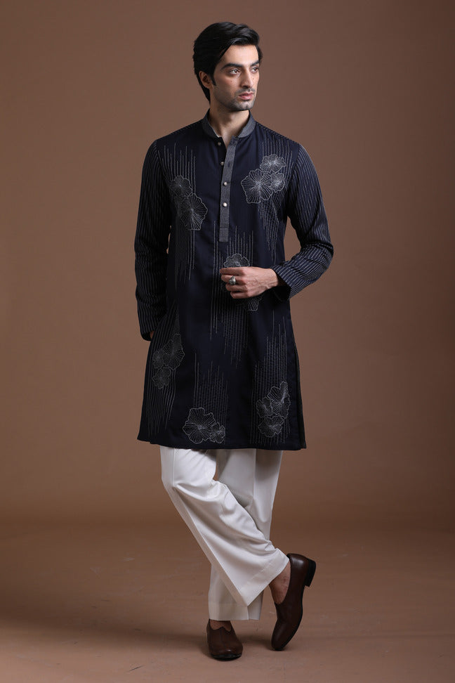 Blue Embroidered Kurta Set