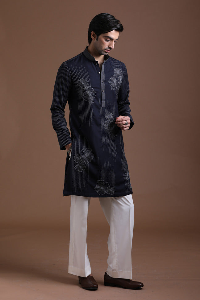 Blue Embroidered Kurta Set