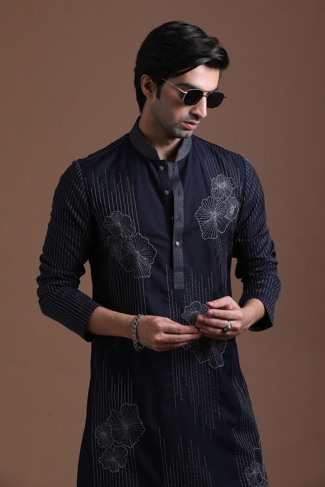 Blue Embroidered Kurta Set