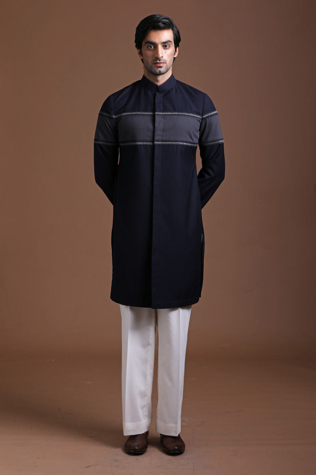 Patch Embroidered Sherwani Cut Kurta Set