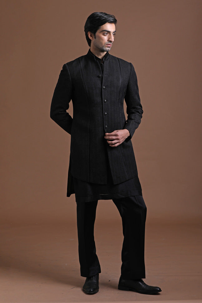 Black Embroidered Indo With Pintex