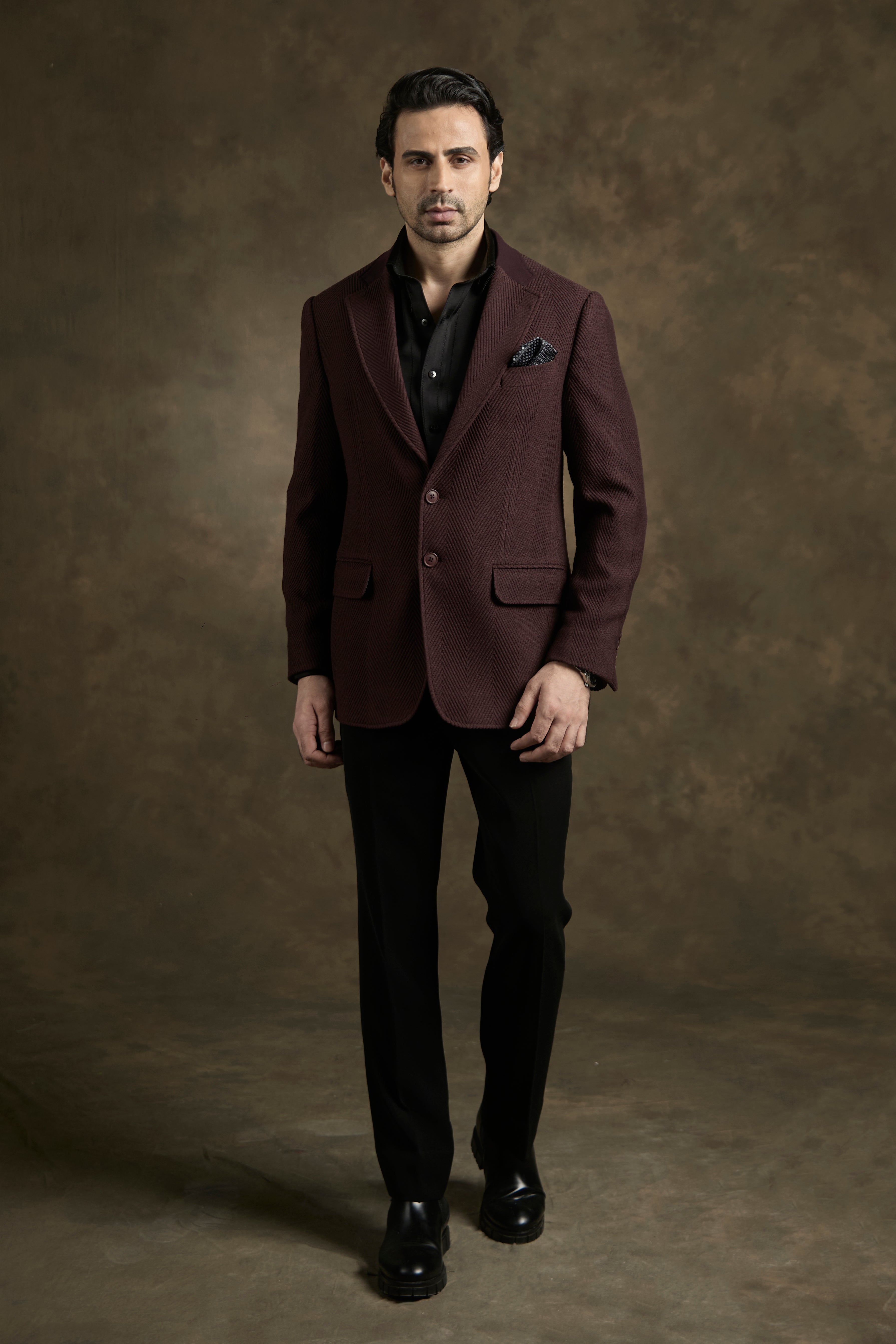 Wine Textured Blazer