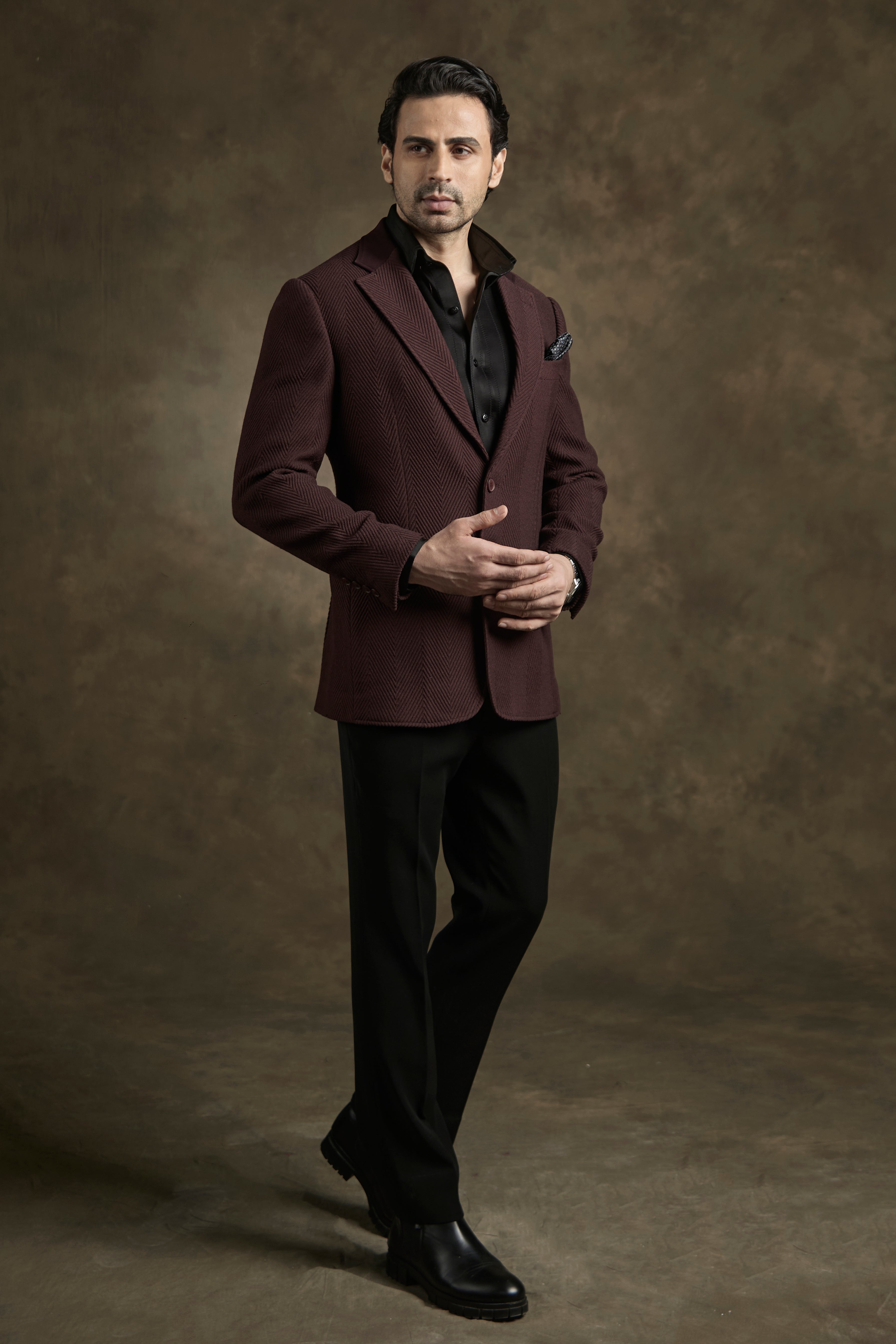 Wine Textured Blazer