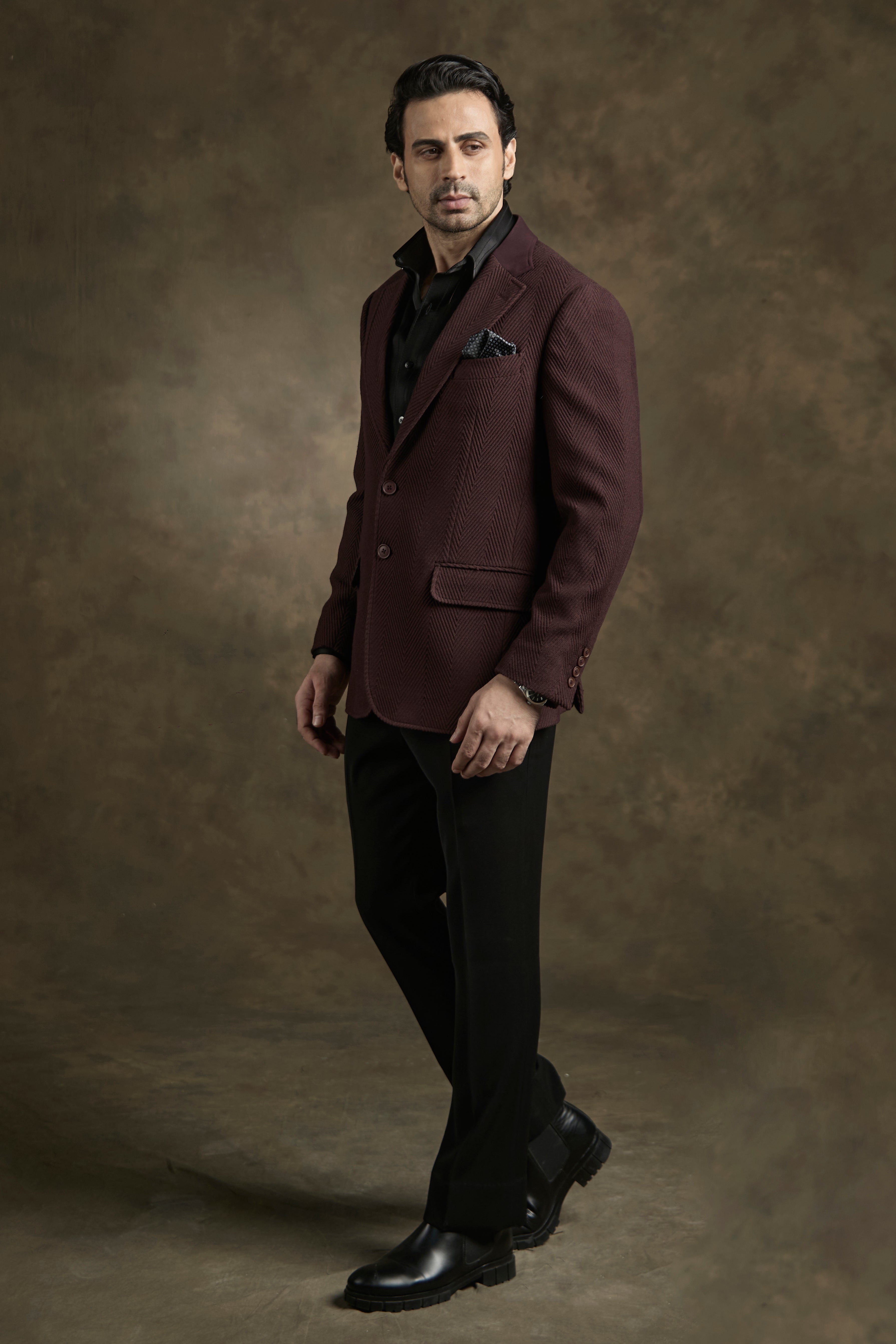 Wine Textured Blazer
