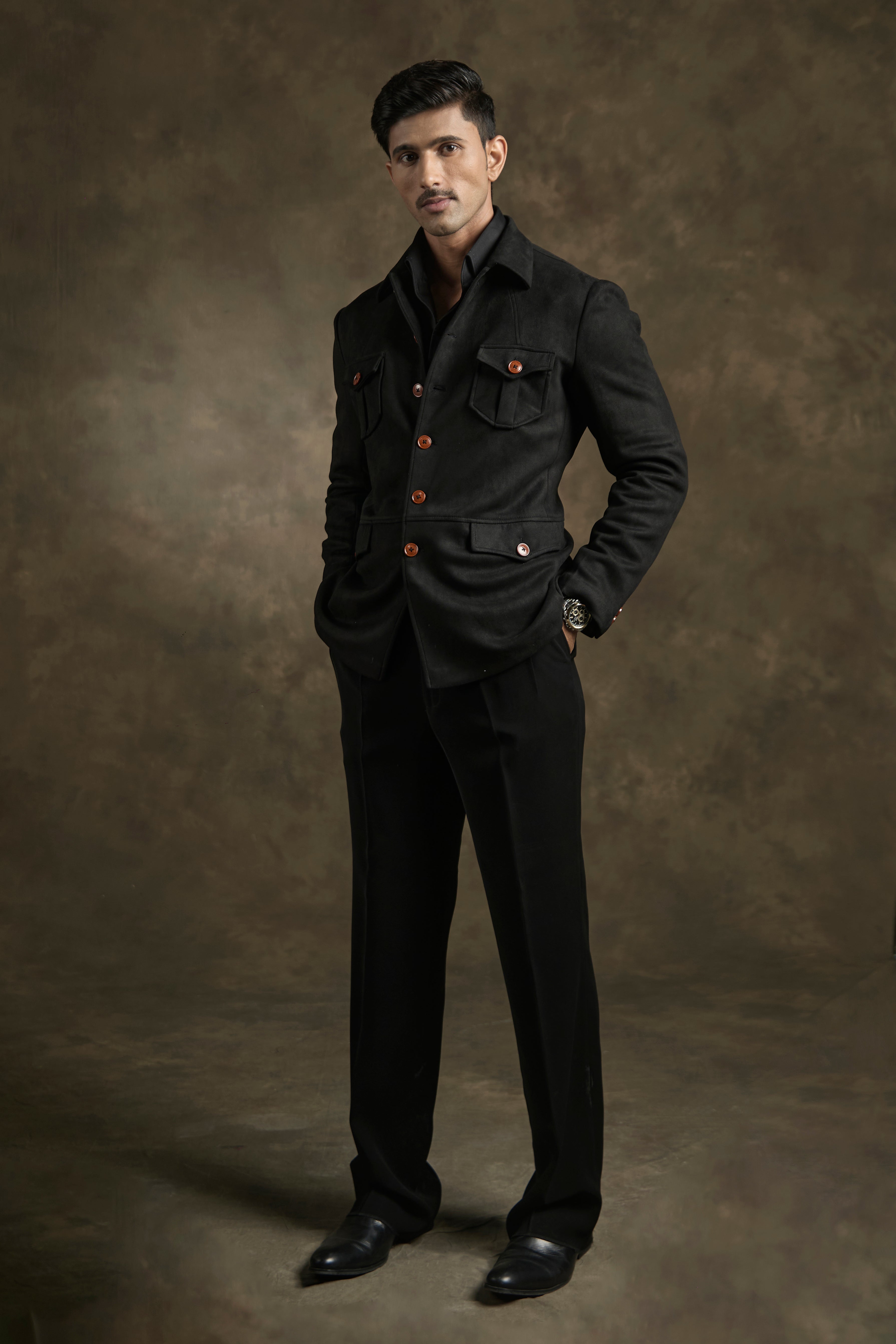 Deep Onyx Black Utility-Inspired Structured Shacket