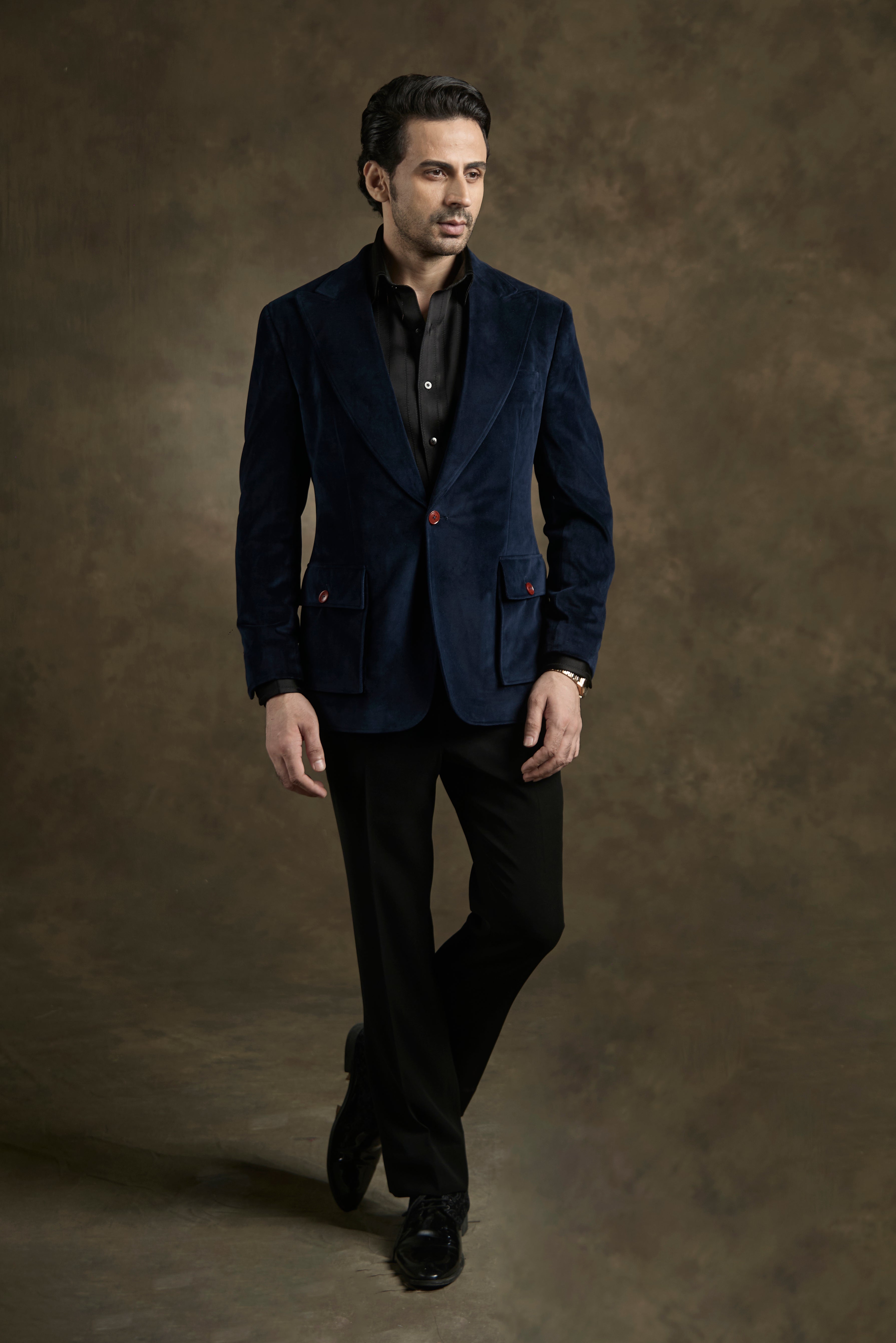 Midnight Navy Velvet Blazer