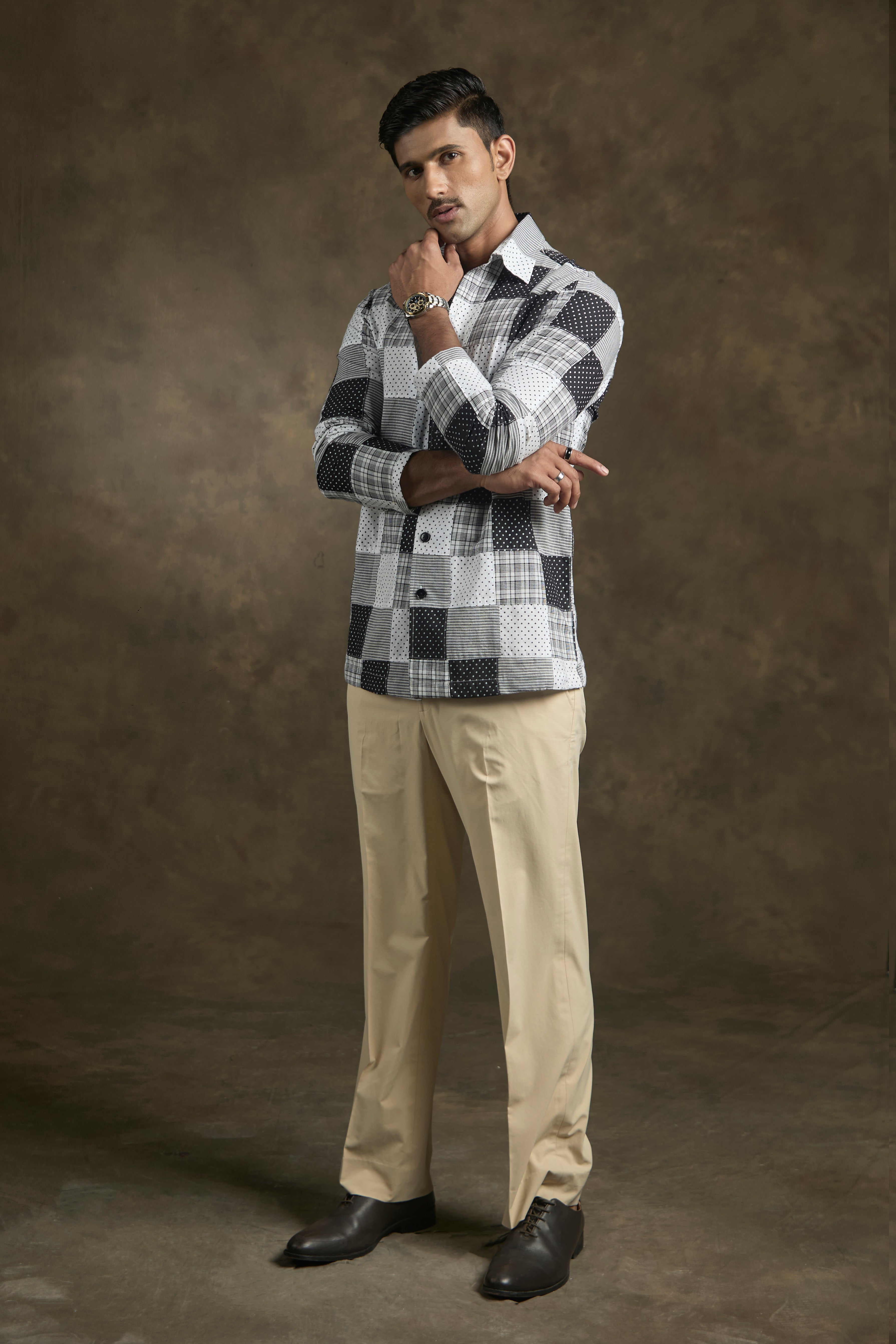 Black and White Patchwork Shirt