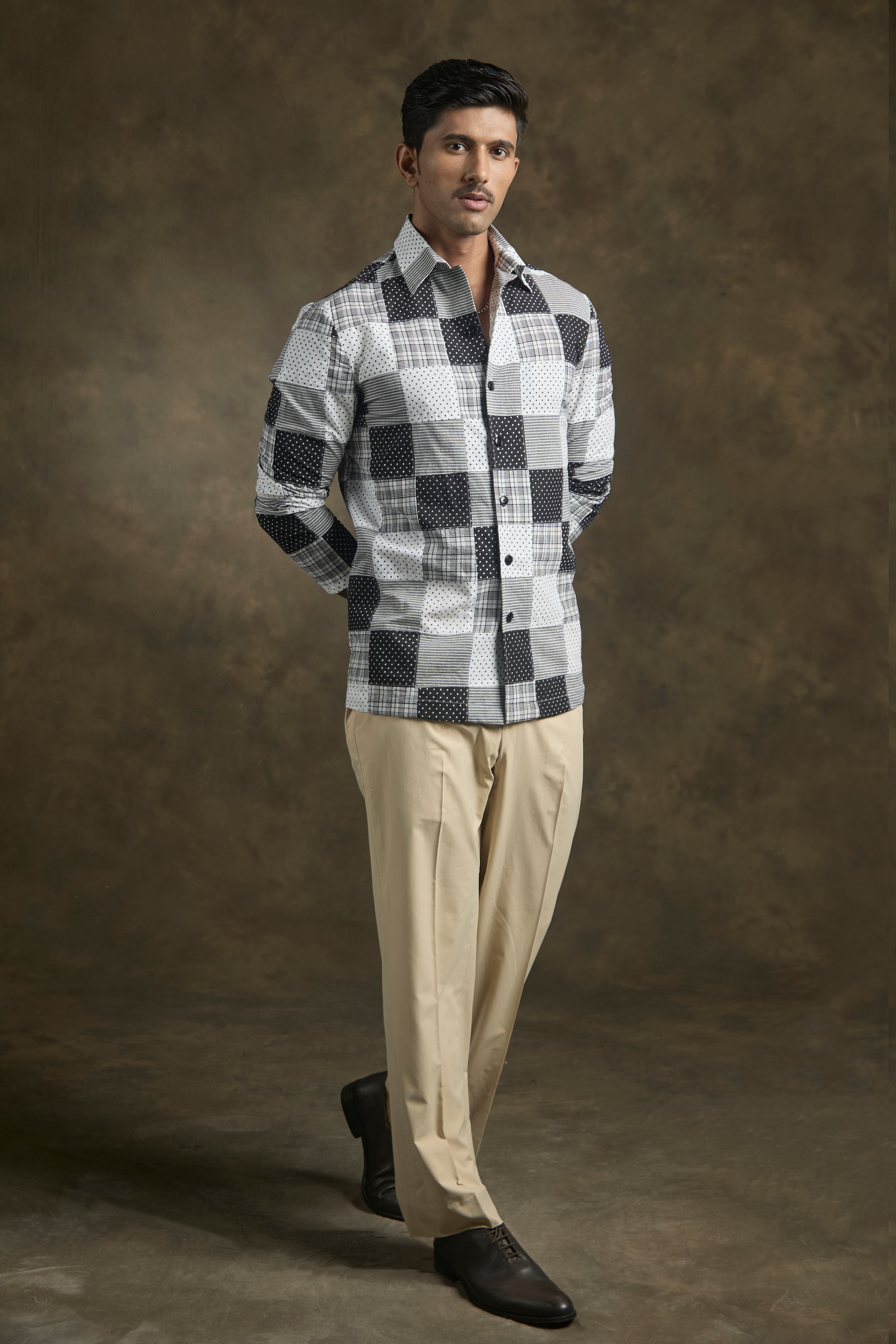 Black and White Patchwork Shirt