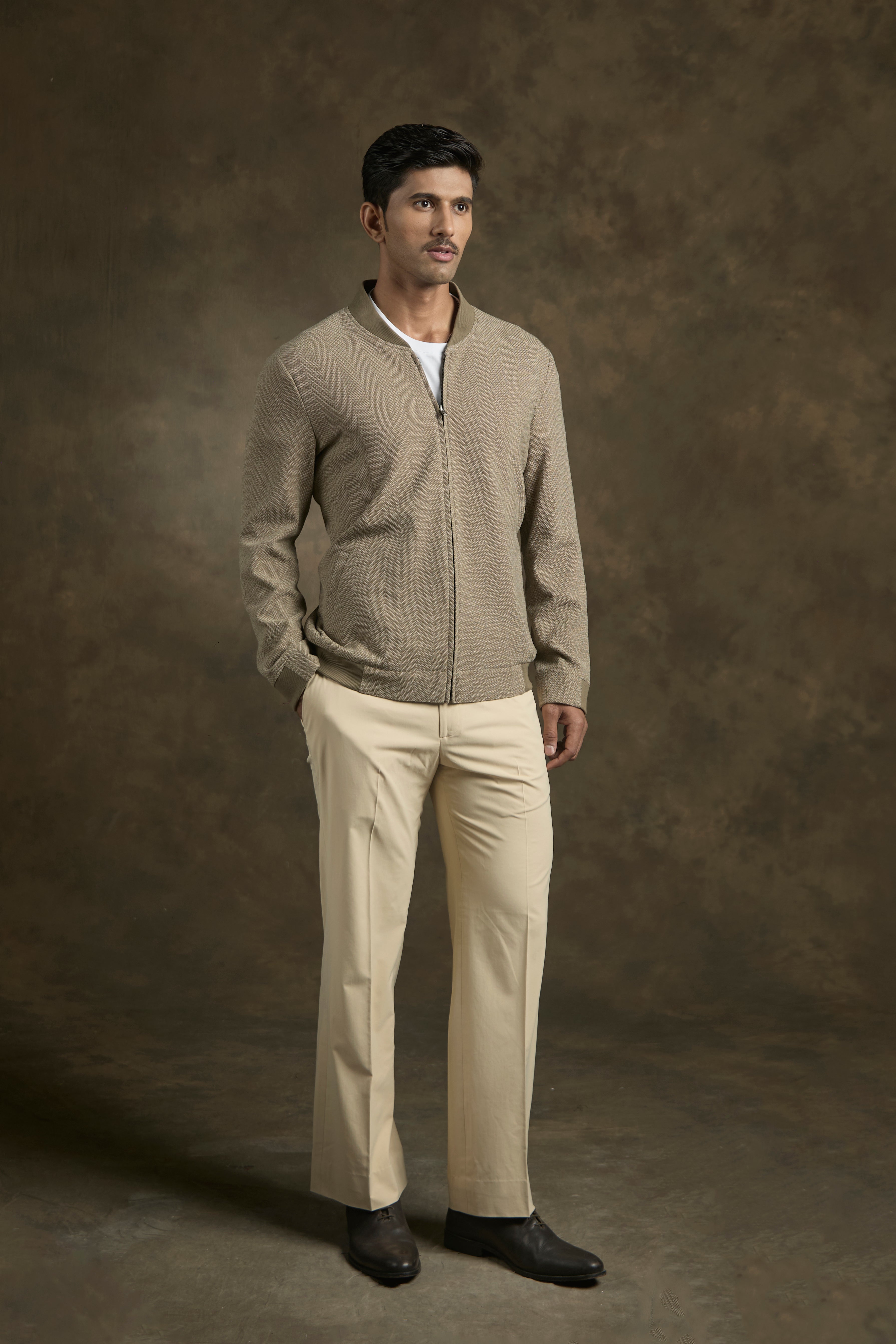 Stone Mist Knit Bomber