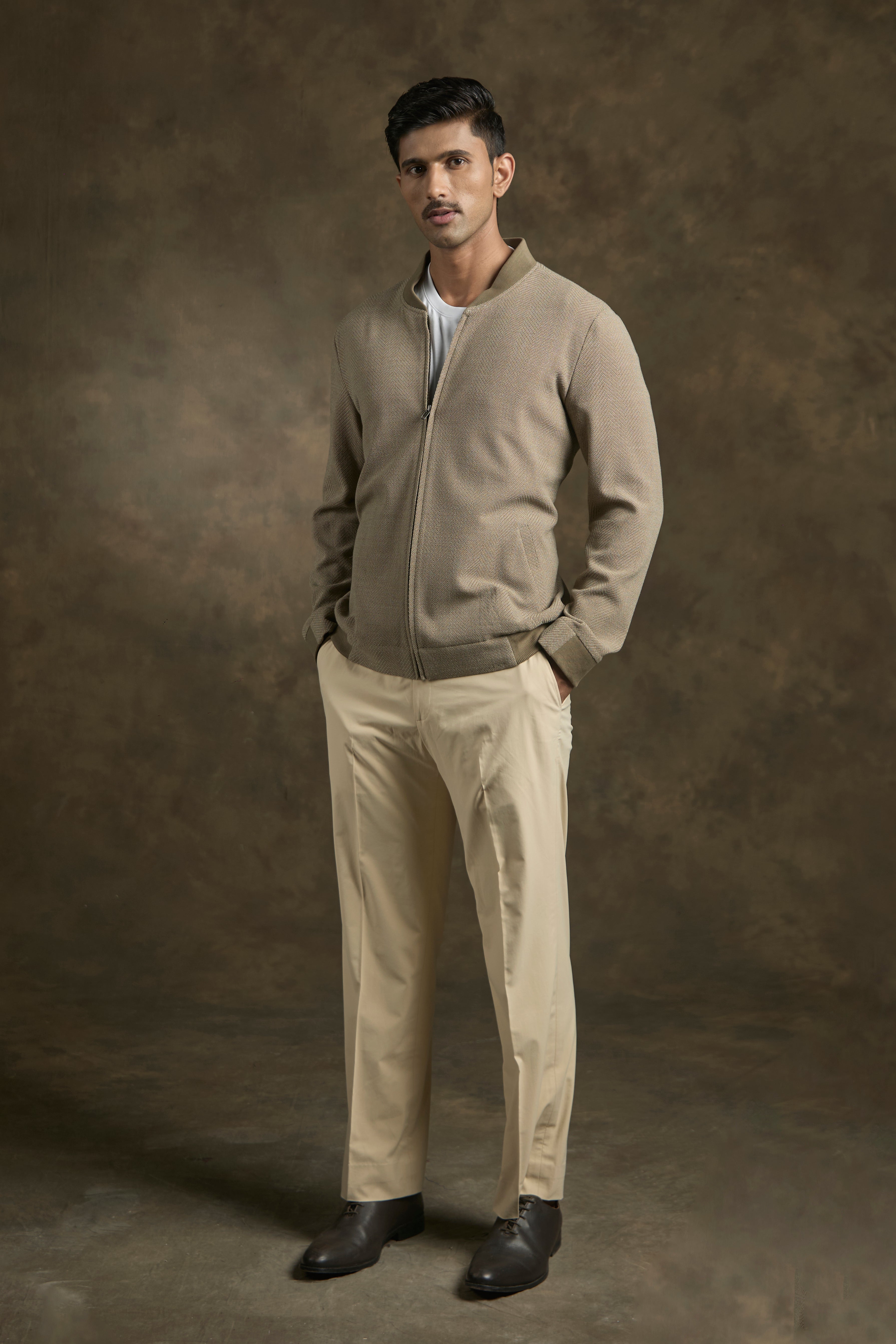 Stone Mist Knit Bomber