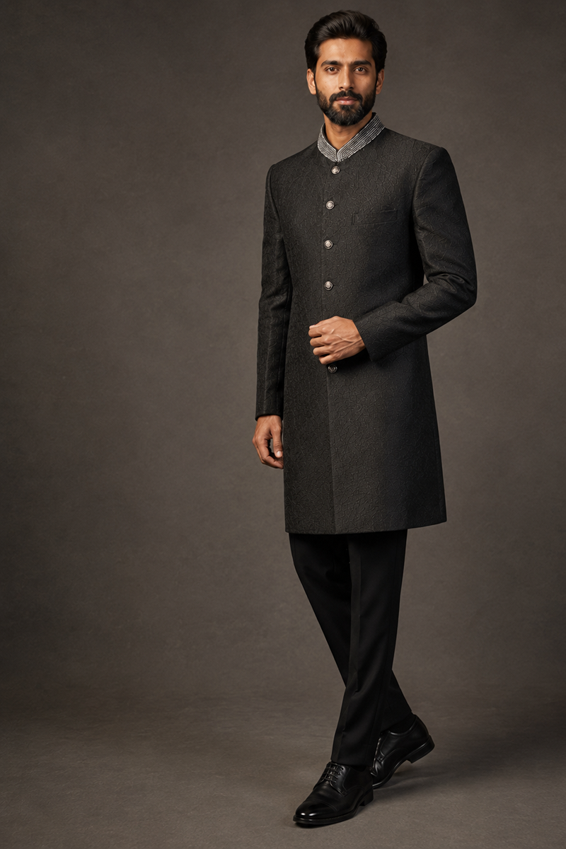 Midnight Jacquard Indo-Western