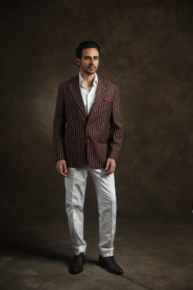 Brown Pinstripe Blazer