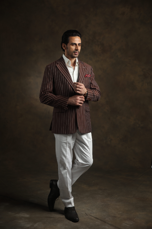 Brown Pinstripe Blazer