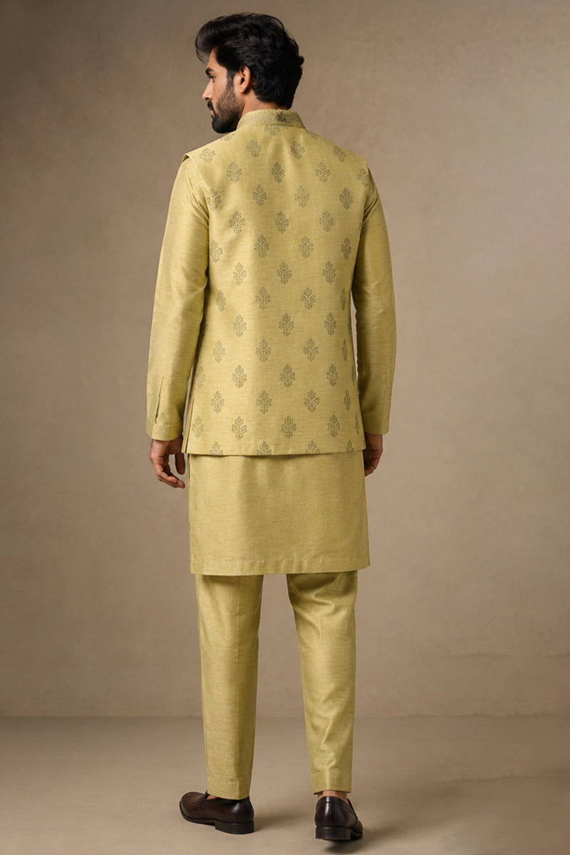 Sage Motif Nehru Set