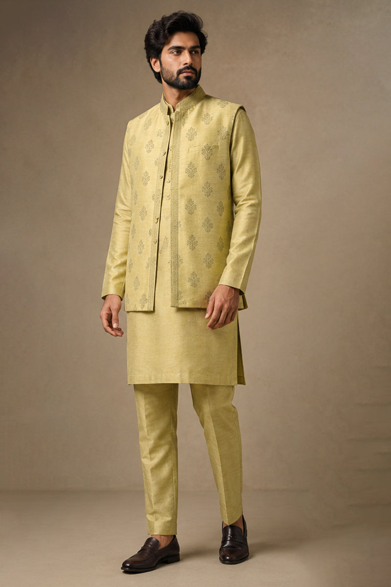 Sage Motif Nehru Set