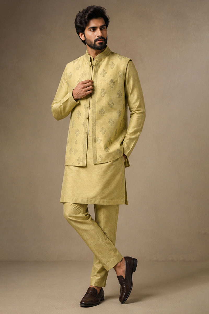 Sage Motif Nehru Set