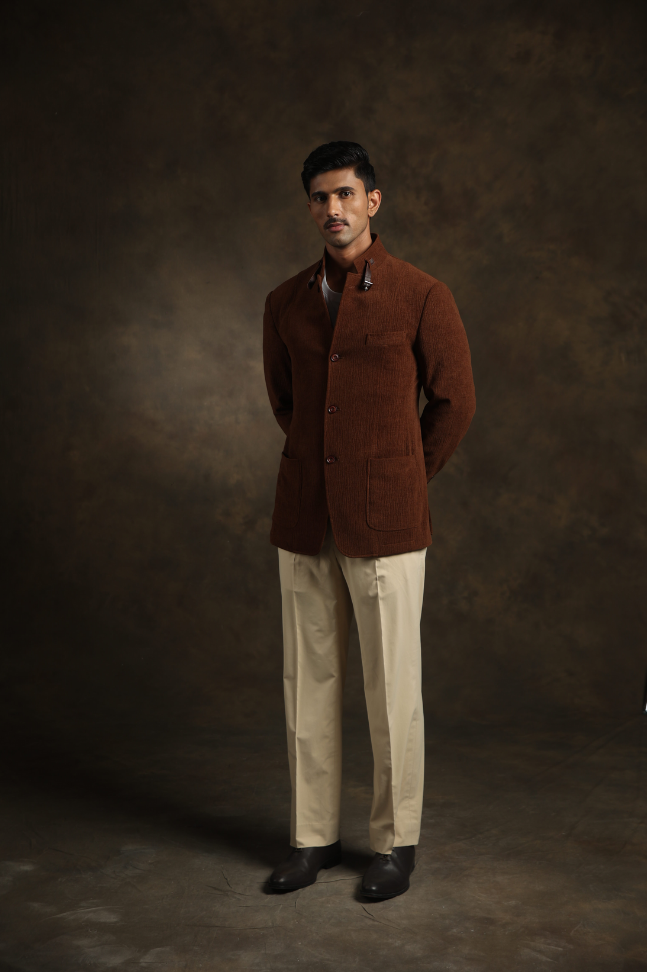 Brown Textured Jacket