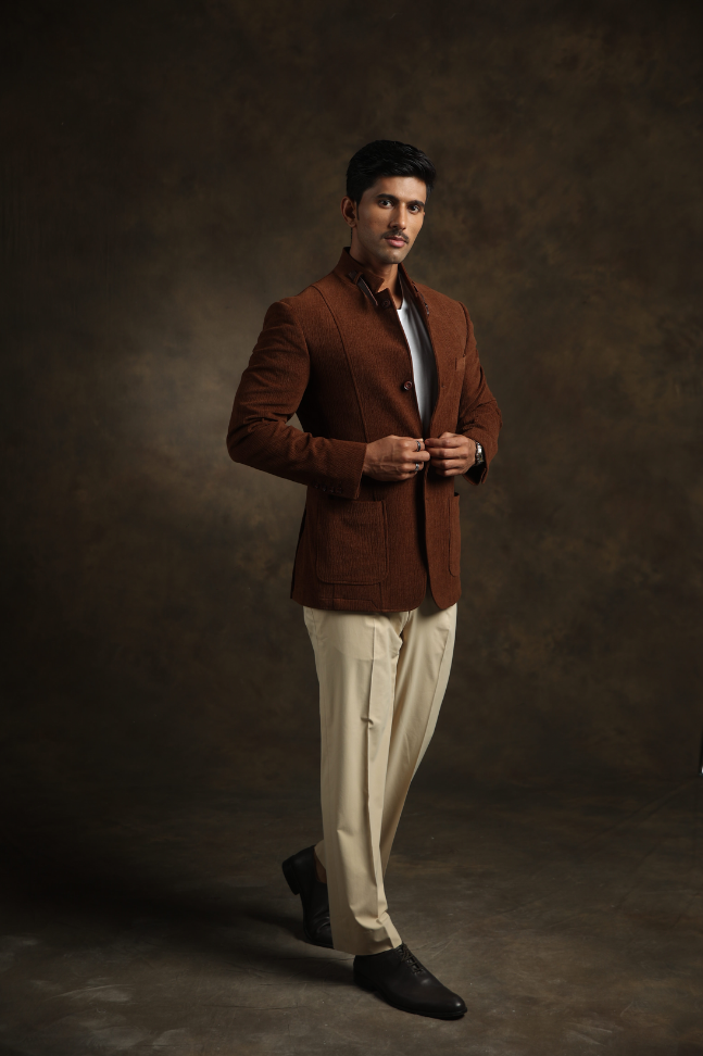 Brown Textured Jacket