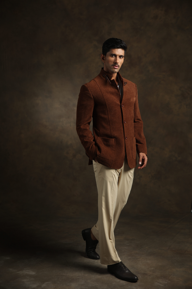 Brown Textured Jacket