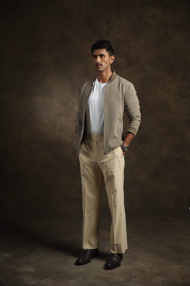 Beige Bomber Jacket