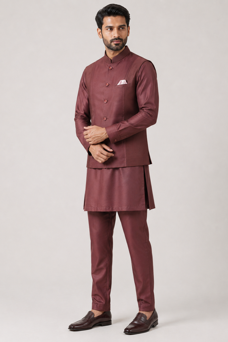 Maroon Heritage Nehru Set