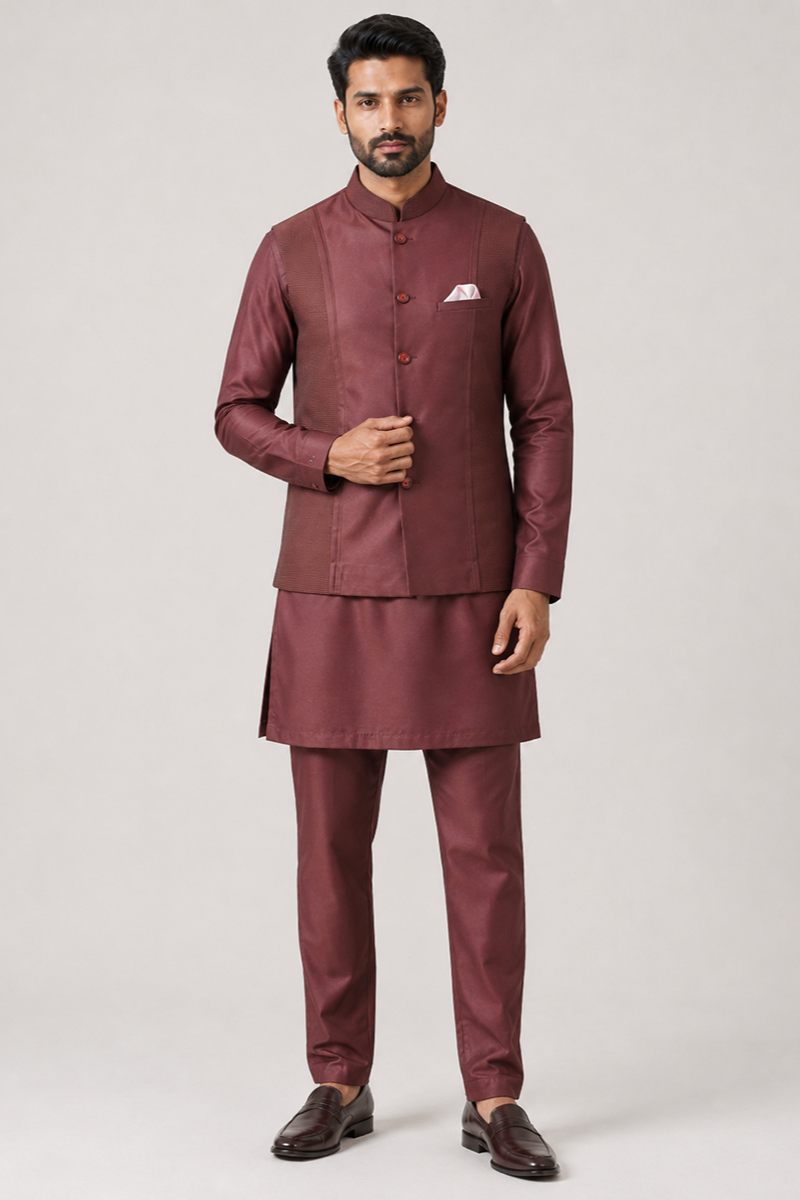 Maroon Heritage Nehru Set