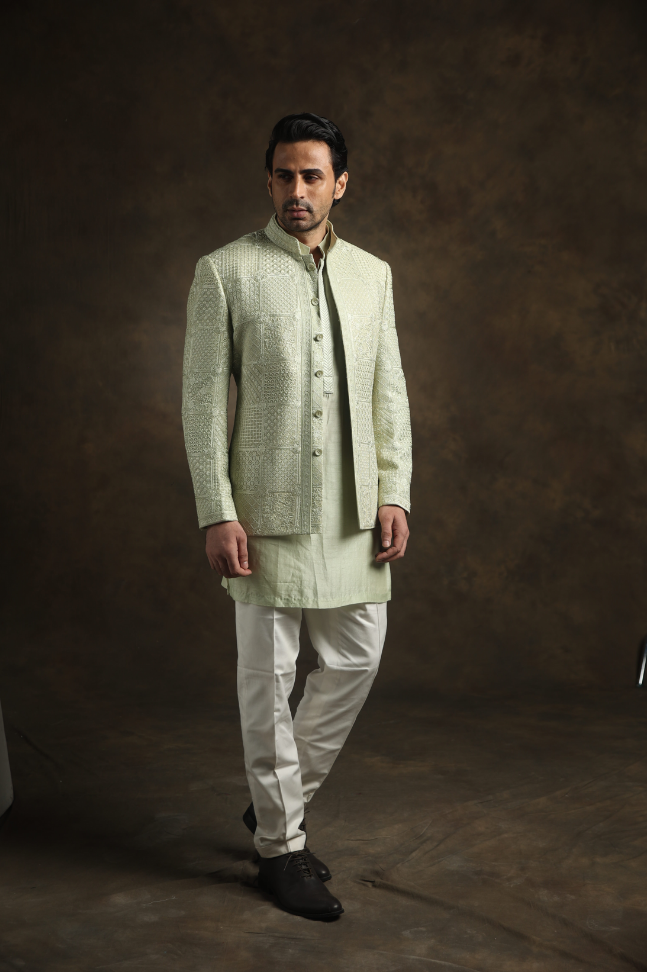 Lime Green Bandhgala