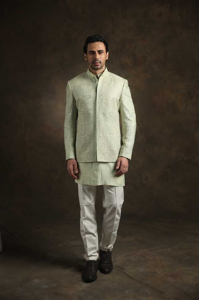 Lime Green Bandhgala